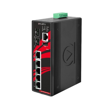 Antaira 7-Port Industrial Gigabit PoE+ Light Layer 3 Managed Ethernet Switch LMP-0702G-SFP-V2